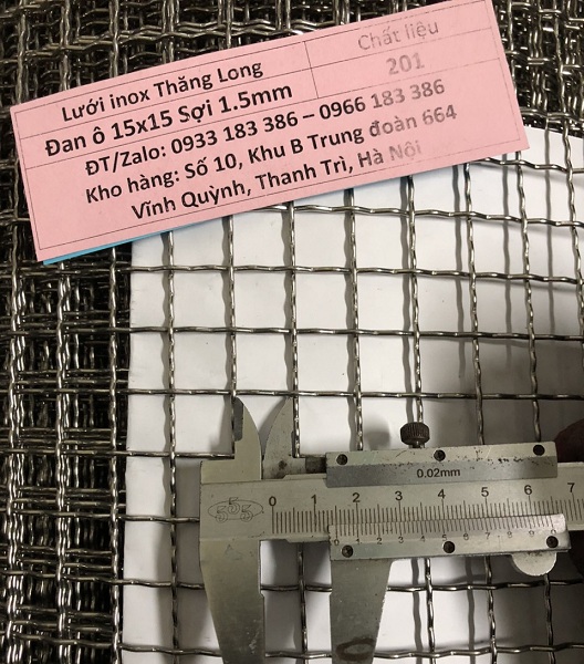 Lưới inox đan ô 1.5cm 201 TLG Thăng Long khổ 1m