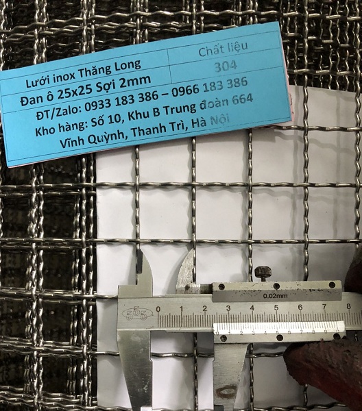 Lưới inox đan ô 2.5cm 304 TLG Thăng Long khổ 1.2m